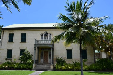 KAILUA-KONA, HI - 23 AUG: Hulihee Sarayı Hawaii 'nin Büyük Adası' ndaki Kailua-Kona Sarayı, 23 Ağustos 2021 'de görüldüğü gibi.