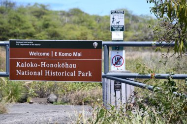 KAILUA-KONA, HI - 23 AUG: Kailua-Kona 'daki Kaloko-Honokohau Ulusal Tarihi Parkı, Hawaii' deki Büyük Ada, 23 Ağustos 2021 'de görüldüğü gibi.