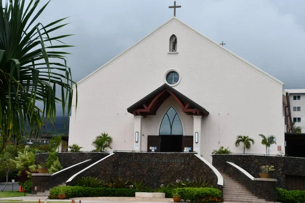 Kailua Kona Aug Άγιος Μιχαήλ Εκκλησία Του Αρχαγγέλου Στην Καϊλούα — Φωτογραφία Αρχείου