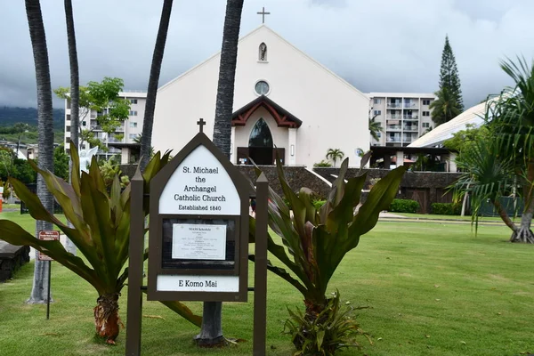 Kailua Kona Ago Iglesia San Miguel Arcángel Kailua Kona Isla — Foto de Stock
