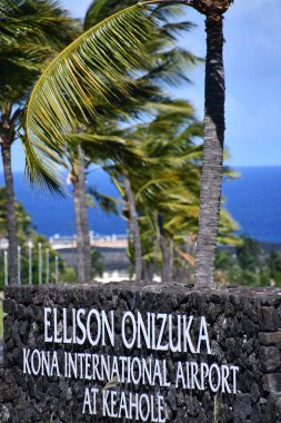 KONA, HAWAII - AUG 27: Kona Ellison Onizuka Kona International Airport at Kona on the Big Island in Hawaii, as seen on August 27, 2021.