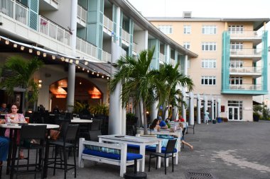 GRAND CAYMAN, CAYMAN ISLANDS - FEB 20: The Waterfront at Camana Bay in Grand Cayman on the Cayman Islands, as seen on Feb 20, 2022.