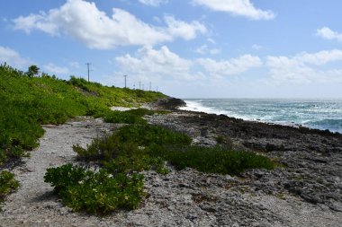 Cayman Adaları 'ndaki Grand Cayman' ın doğusundan Karayip Denizi manzarası