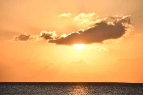 Coucher Soleil Depuis Plage Seven Mile Sur Grand Cayman Dans — Photo