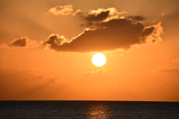 Vista Pôr Sol Seven Mile Beach Grand Cayman Nas Ilhas — Fotografia de Stock