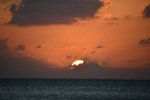 Coucher Soleil Depuis Plage Seven Mile Sur Grand Cayman Dans — Photo