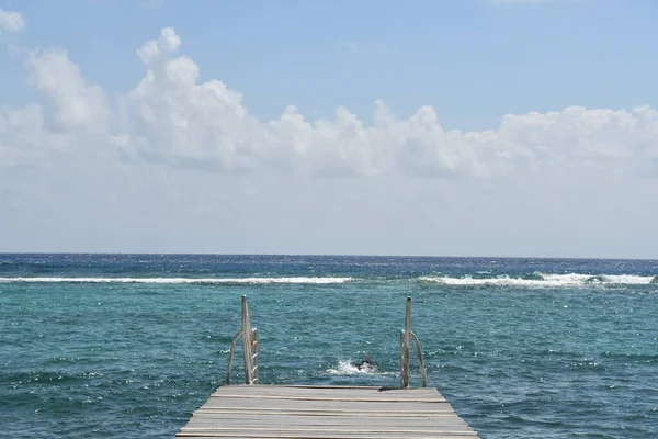 Вид Общественного Пляжа Spotts Острове Гранд Кейман Островах Кейман — стоковое фото