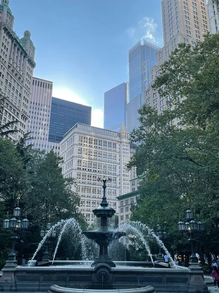 New York City Oct Fontein Bij City Hall Park New — Stockfoto