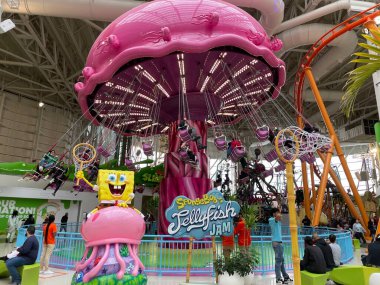 EAST RUTHERFORD, NEW JERSEY - MAR 12: Nickelodeon Universe at the American Dreams mall in East Rutherford, New Jersey, on Mar 12, 2022. It is the largest indoor amusement park in the United States.