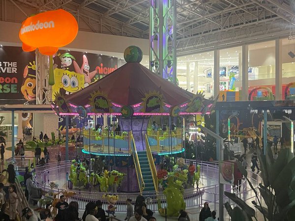 EAST RUTHERFORD, NEW JERSEY - MAR 12: Nickelodeon Universe at the American Dreams mall in East Rutherford, New Jersey, on Mar 12, 2022. It is the largest indoor amusement park in the United States.