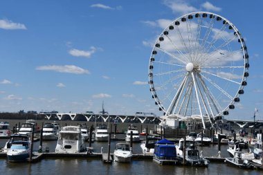 OXON HILLS, MD - 2 Nisan 2021 'de Oxon Hills, Maryland' deki Ulusal Liman 'da görülen Capital Wheel.