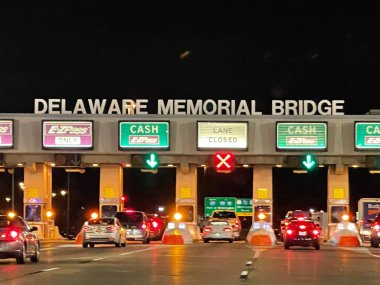 WILMINGTON DE - APR 2: Delaware Memorial Bridge in Wilmington, Delaware, as seen on April 2, 2021. clipart