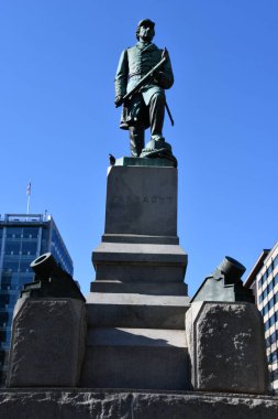 WASHINGTON, DC - 3 Nisan 2021 'de Washington' da Farragut Meydanı 'nda görülen Amiral David G Farragut Heykeli.