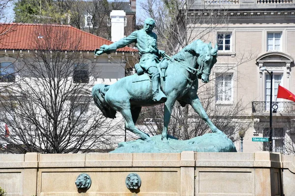 Washington Apr Estátua Equestre Philip Sheridan Sheridan Circle Washington Como — Fotografia de Stock