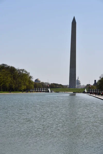 Washington Apr Washington Monument Reflecting Pool Washington Come Visto Aprile — Foto Stock