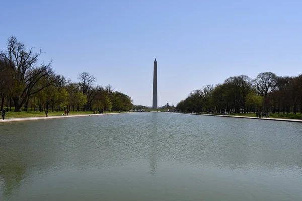 Вашингтон Apr Washington Monument Reflecting Pool Washington Seen April 2021 — стоковое фото