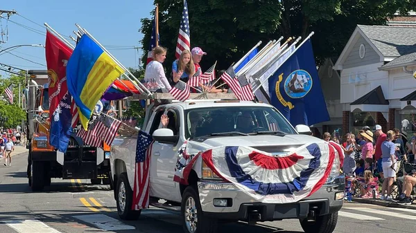 New Canaan Mai New Canaan Memorial Day Parade Connecticut Gesehen — Stockfoto