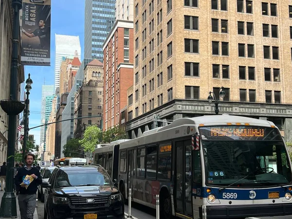 Nova Iorque Maio Mta Hybrid Clean Energy Bus Manhattan Nova — Fotografia de Stock
