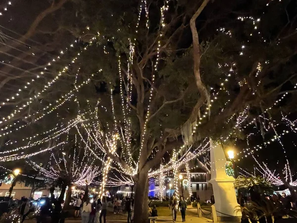 Augustine Nov Night Lights Historic District Augustine Florida Seen Nov — Fotografia de Stock