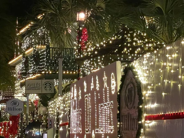 Augustine Nov Night Lights Historic District Augustine Florida Seen Nov — ストック写真