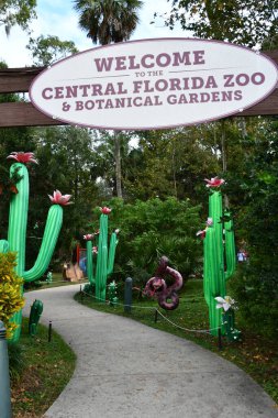 SANFORD FL - NOV 21: Entrance to Central Florida Zoo and Botanical Gardens in Orlando, Florida, as seen on Nov 21, 2021.