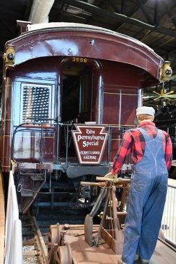 STRASBURG, PA - 4. SEP: Pennsylvania Demiryolu Müzesi Strasburg, PA, 4 Eylül 2021 'de görüldüğü gibi.