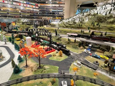 Ronks, Pennsylvania 'daki Ulusal Oyuncak Tren Müzesi, 5 Eylül 2021' de görüldüğü gibi. Büyük oyuncak tren koleksiyonu 1800 'lerden günümüze modeller içeriyor..