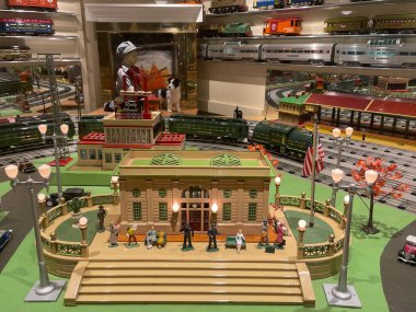 Ronks, Pennsylvania 'daki Ulusal Oyuncak Tren Müzesi, 5 Eylül 2021' de görüldüğü gibi. Büyük oyuncak tren koleksiyonu 1800 'lerden günümüze modeller içeriyor..