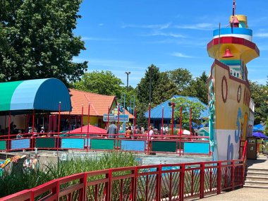 LANGHORNE, PA - JUN 5: Sesame Place in Langhorne, Pennsylvania, on Jun 5, 2022. The park includes a variety of rides, shows, and water attractions suited to young children.