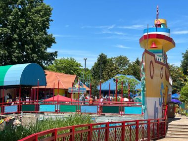 LANGHORNE, PA - JUN 5: Sesame Place in Langhorne, Pennsylvania, on Jun 5, 2022. The park includes a variety of rides, shows, and water attractions suited to young children.