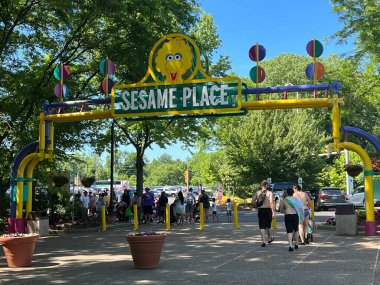 LANGHORNE, PA - JUN 5: Sesame Place in Langhorne, Pennsylvania, on Jun 5, 2022. The park includes a variety of rides, shows, and water attractions suited to young children.
