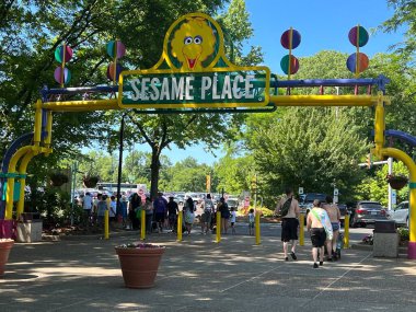 LANGHORNE, PA - JUN 5: Sesame Place in Langhorne, Pennsylvania, on Jun 5, 2022. The park includes a variety of rides, shows, and water attractions suited to young children.