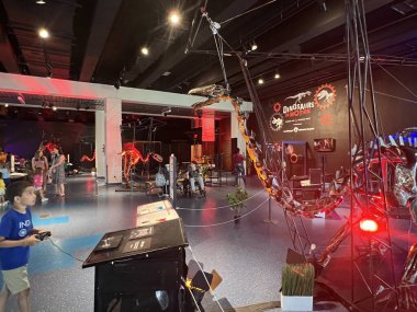 FORT LAUDERDALE FL - AUG 6: Dinosaurs in Motion exhibit at the Museum of Discovery and Science in Fort Lauderdale, Florida, as seen on Aug 6, 2022.