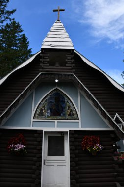 JEFFERSON NH - 25 Temmuz 2022 'de Jefferson, New Hampshire' da görülen Noel Baba Köyü eğlence parkı.