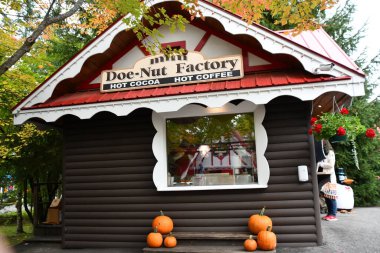 JEFFERSON NH - 25 Temmuz 2022 'de Jefferson, New Hampshire' da görülen Noel Baba Köyü eğlence parkı.