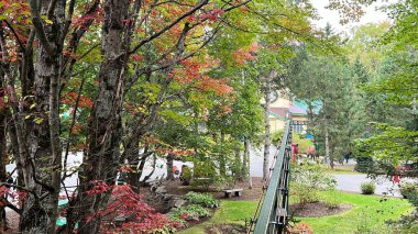 JEFFERSON NH - 25. SEP: 25 Eylül 2022 'de Jefferson, New Hampshire' daki Noel Baba Köyü eğlence parkında görülen Skyway Kızağı.