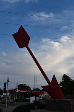 ALBUQUERQUE - JUL 24: Giant Red Arrow sculpture in Albuquerque, New Mexico, as seen on July 24, 2021.