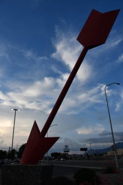 ALBUQUERQUE - JUL 24: Giant Red Arrow sculpture in Albuquerque, New Mexico, as seen on July 24, 2021.