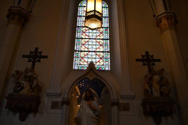 Santa Fe, New Mexico 'daki Loretto Şapeli, 27 Temmuz 2021' de görüldü. Meşhur mucizevi merdivenleri barındırıyor.. 