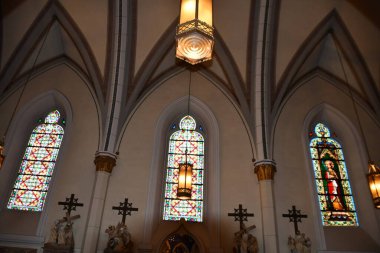 Santa Fe, New Mexico 'daki Loretto Şapeli, 27 Temmuz 2021' de görüldü. Meşhur mucizevi merdivenleri barındırıyor.. 