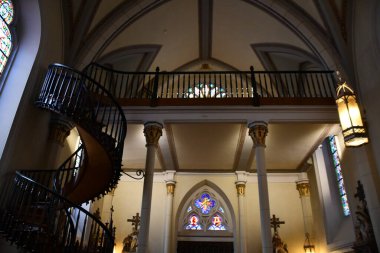 Santa Fe, New Mexico 'daki Loretto Şapeli, 27 Temmuz 2021' de görüldü. Meşhur mucizevi merdivenleri barındırıyor.. 