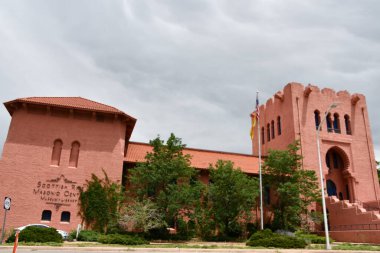 SANTA FE, NM - JUL 27: Scottish Rite Masonic Center Museum and Library in Santa Fe, New Mexico, as seen on July 27, 2021.