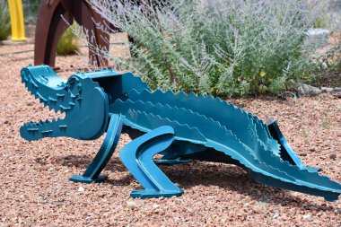 SANTA FE NM - 28 Temmuz 2021 'de Santa Fe, New Mexico' daki Prescott Galerisi ve Heykel Bahçesi. 