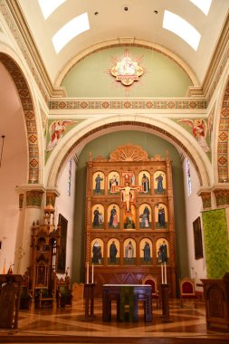 SANTA FE NM - 26 Temmuz 2021 'de Santa Fe, New Mexico' da görülen Assisi Aziz Francis Katedrali Basilikası.