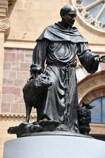 Santa Jul Bronze Statue Francis Assisi Cathedral Basilica Francis Assisi — стокове фото