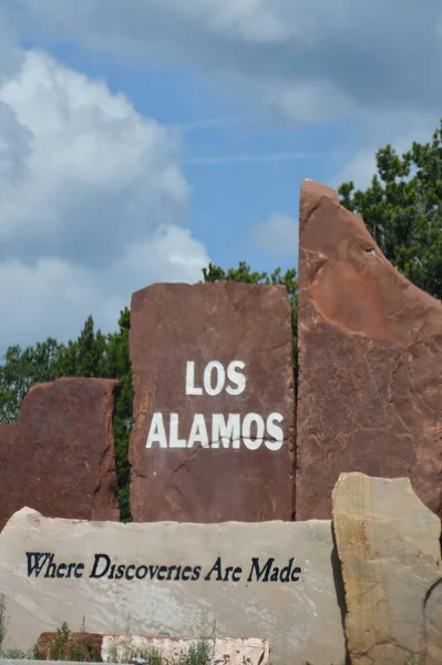 Ahol Felfedezések Történnek Aláírás Los Alamos Mexikó — Stock Fotó