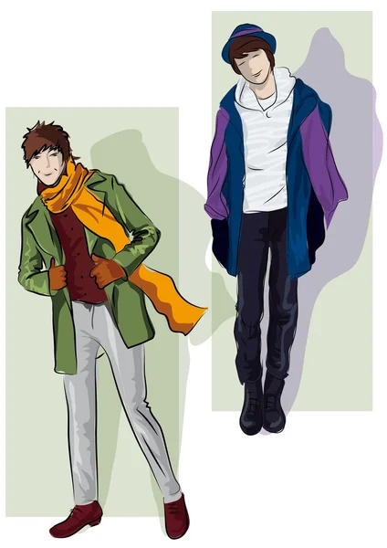 Stylish dressed anime boy Stock Illustration