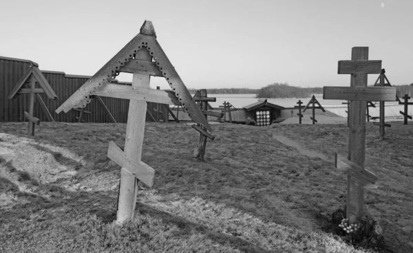ユネスコ世界遺産のキジの歴史あるキジ教会墓地 オンガ湖 カレリア共和国 — ストック写真