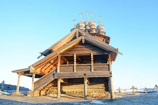 Kizhi Adasındaki Eski Ahşap Manastır Rusya Karelia Kış — Stok fotoğraf