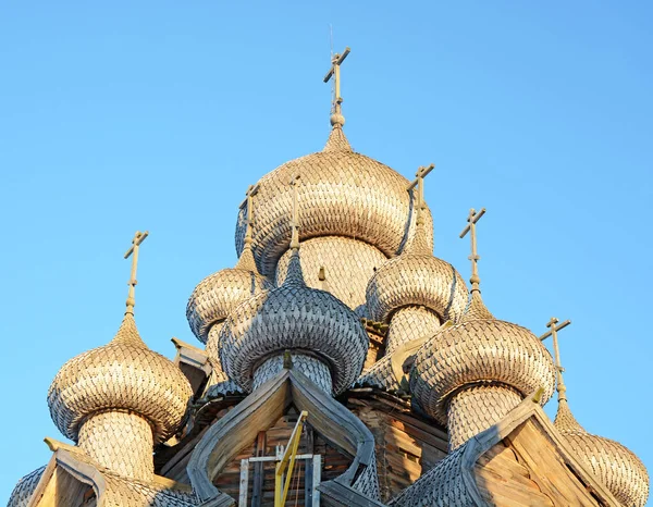 Old Wooden Monastery Kizhi Island Russia Karelia Winter Stock Photo